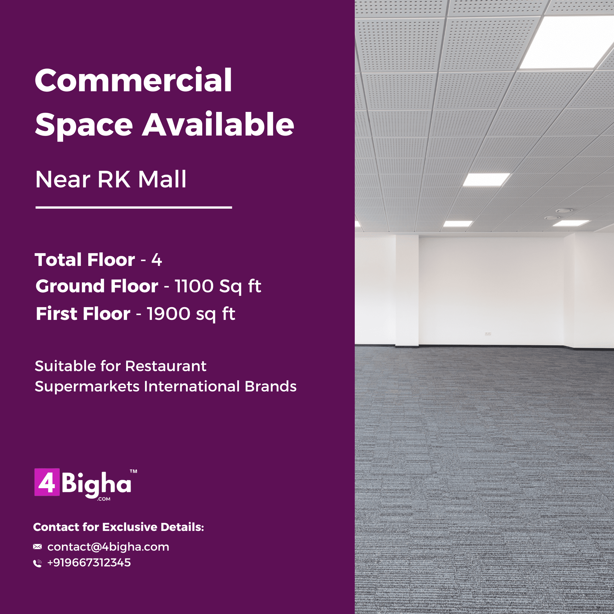 Commercial Space Available, Near RK Mall​