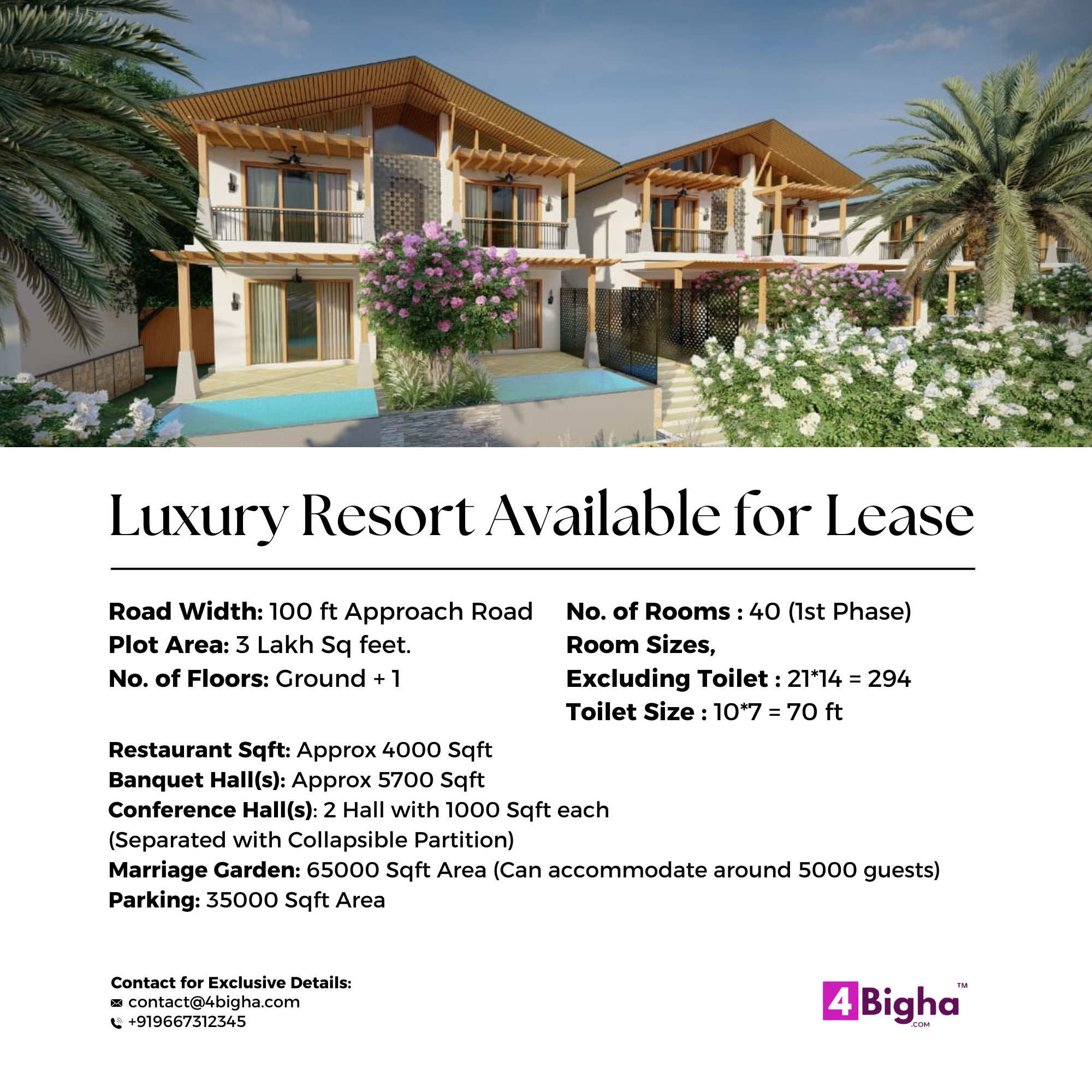 Luxury Resort for lease in Udaipur