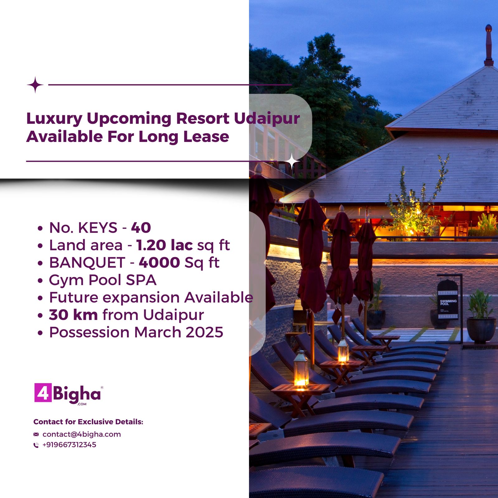 Luxury Upcoming Resort Udaipur Available For Long Lease